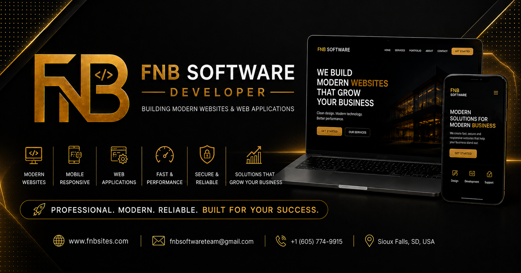 FNB Software Developer — building modern, mobile-responsive, secure websites and web applications that grow your business